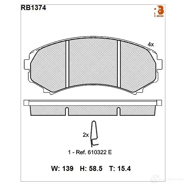 Дисковые тормозные колодки R BRAKE RB1374 4389244 2406 6 D867-7742