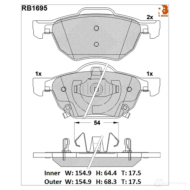 Дисковые тормозные колодки R BRAKE 4389623 23720 RB1695 237 19