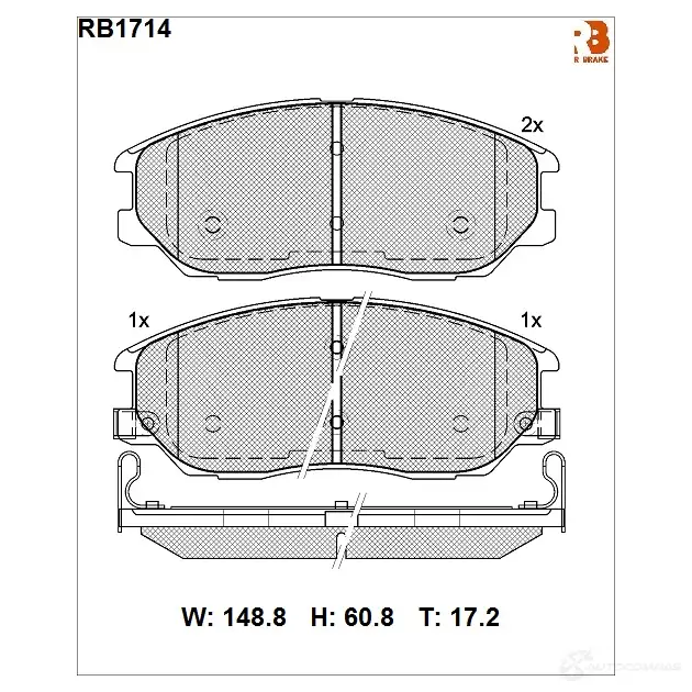 Дисковые тормозные колодки R BRAKE RB1714 4389642 2372 5 23726