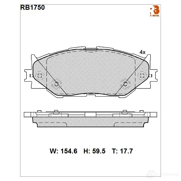 Дисковые тормозные колодки R BRAKE D1178-8294 4389686 2398 3 RB1750 изображение 0