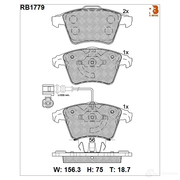 Дисковые тормозные колодки R BRAKE 4389717 RB1779 234 67 23468