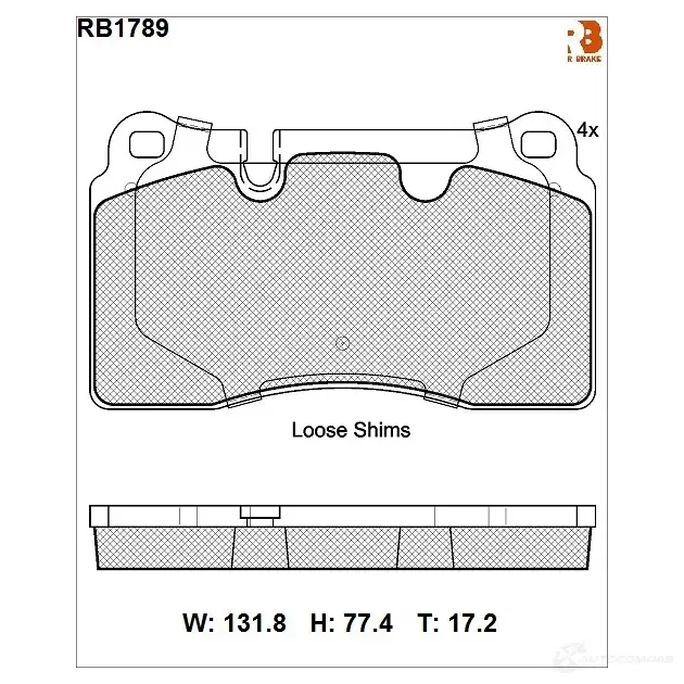 Дисковые тормозные колодки (противоскрипная пластина в компл.) R BRAKE 2409 8 25145 RB1789 4389727 изображение 0