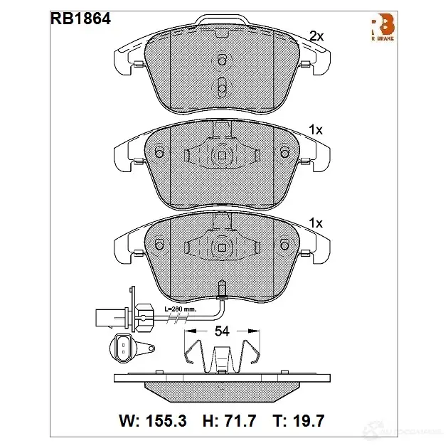 Дисковые тормозные колодки R BRAKE 24 705 24706 RB1864 4389828