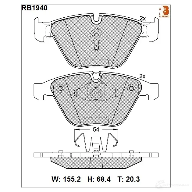 Дисковые тормозные колодки R BRAKE 23 313 4389914 24255 RB1940 изображение 0