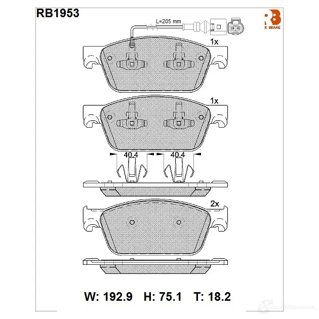 Дисковые тормозные колодки R BRAKE 4389929 2 4623 24624 RB1953