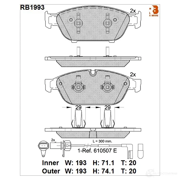 Дисковые тормозные колодки R BRAKE 25159 25 158 RB1993 4389976 изображение 0