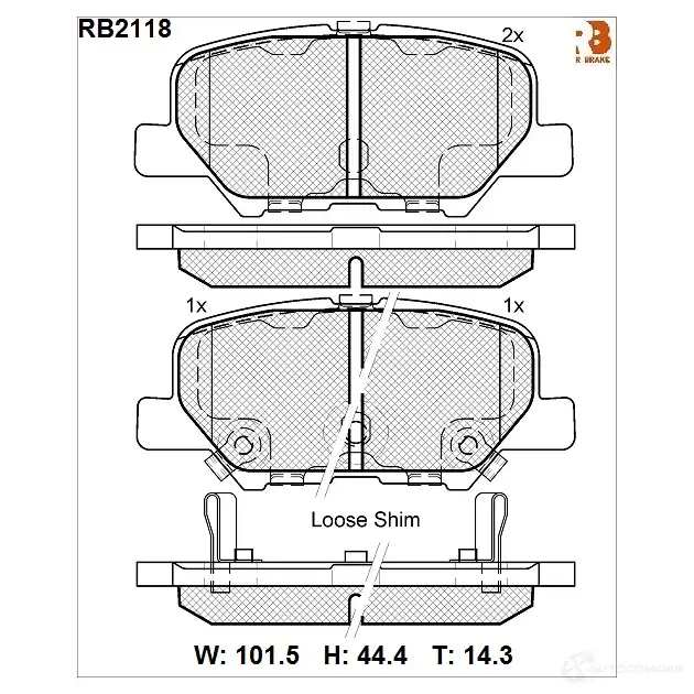 Дисковые тормозные колодки R BRAKE 4390123 2 5688 25689 RB2118 изображение 0