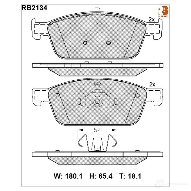 Дисковые тормозные колодки R BRAKE 4390146 RB2134 25 736 25737 изображение 0