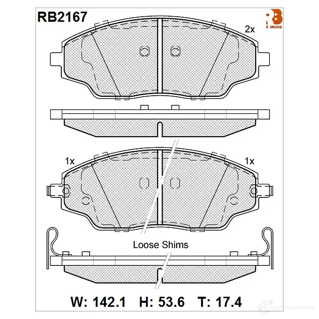 Дисковые тормозные колодки R BRAKE RB2167 4390185 25723 257 22 изображение 0