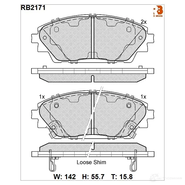 Дисковые тормозные колодки R BRAKE 25876 4390190 2587 5 RB2171 изображение 0