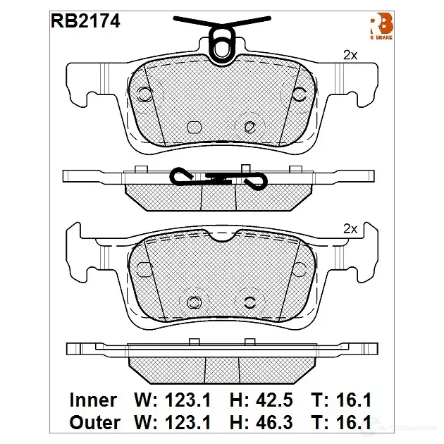 Дисковые тормозные колодки R BRAKE 4390193 RB2174 25842 2584 1