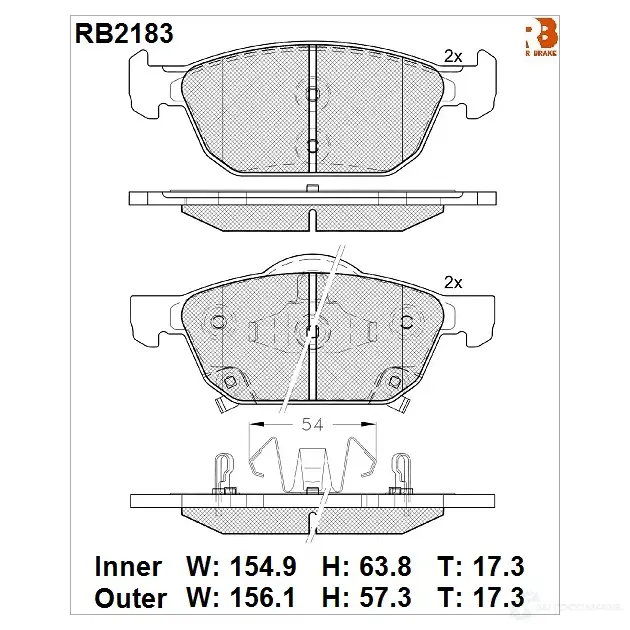 Дисковые тормозные колодки R BRAKE 25805 RB2183 2580 4 4390204