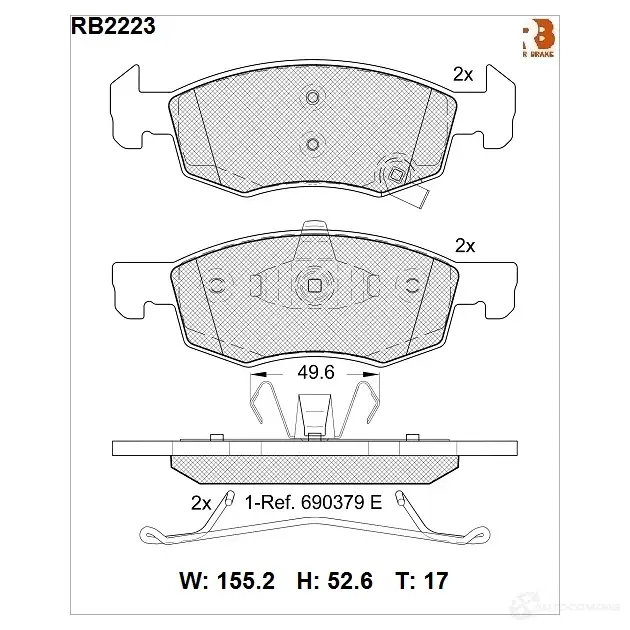 Дисковые тормозные колодки R BRAKE 2 2143 4390246 RB2223 22144 изображение 0