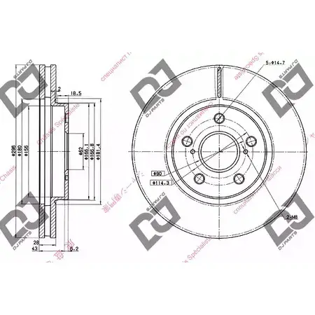 Тормозной диск DJ PARTS 3433501 BD1023 CQ W9D TKF0F