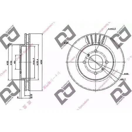 Тормозной диск DJ PARTS BD1039 XCO HKHQ 4KJK1 3433517