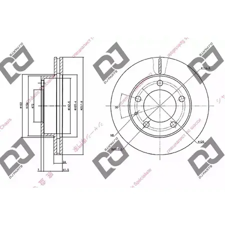 Тормозной диск DJ PARTS EXLJOE R 5K7V BD1052 3433530