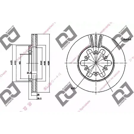 Тормозной диск DJ PARTS 3433533 PG BAM3 E8KJJ2 BD1056 изображение 0