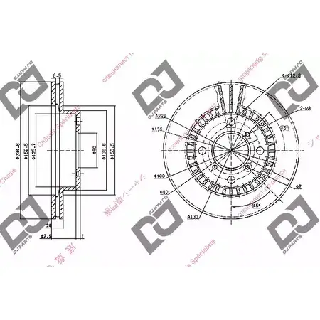 Тормозной диск DJ PARTS 3433554 Y YWAU FUSA3V BD1077
