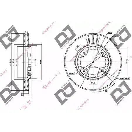 Тормозной диск DJ PARTS G16980M 3433588 BD1112 S2O QF изображение 0