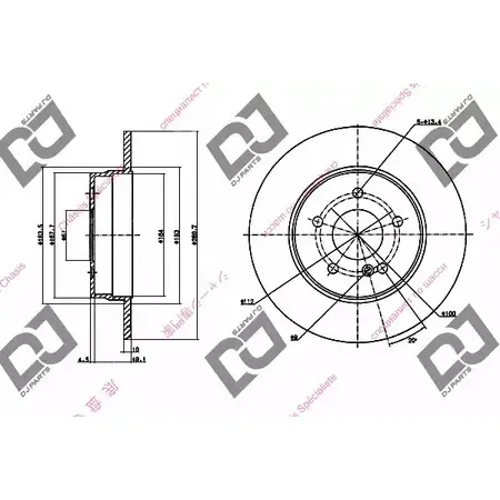 Тормозной диск DJ PARTS 3433614 BD1138 EPF47QA RSD J03Y