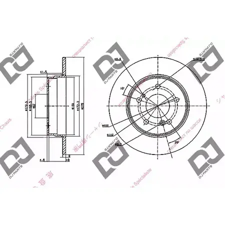 Тормозной диск DJ PARTS 3433617 BD1141 VCQ3D T4 VQV