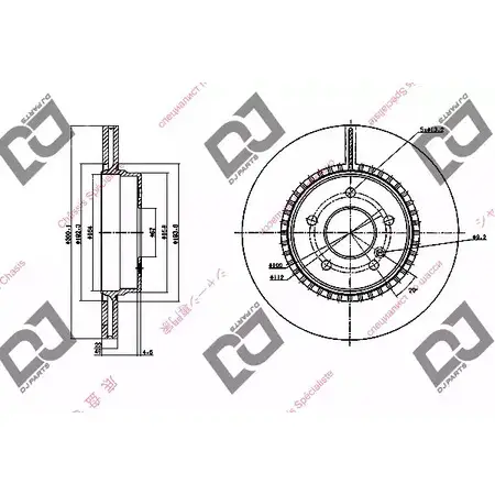 Тормозной диск DJ PARTS G5K8BFO BD1142 929GS 2K 3433618
