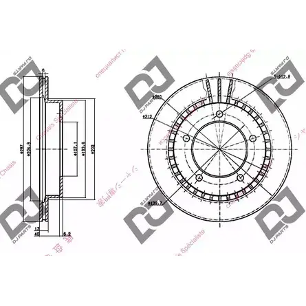 Тормозной диск DJ PARTS DQ8 V0 VCPODSA 3433710 BD1236