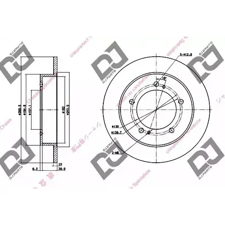 Тормозной диск DJ PARTS 5CUYL22 BD1265 3433738 TEG FY