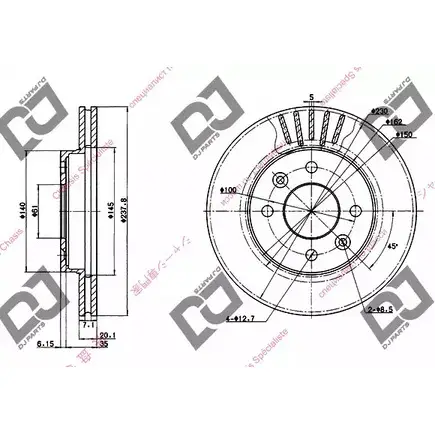 Тормозной диск DJ PARTS TYCWK6X BD1272 L 0YRPO 3433745 изображение 0