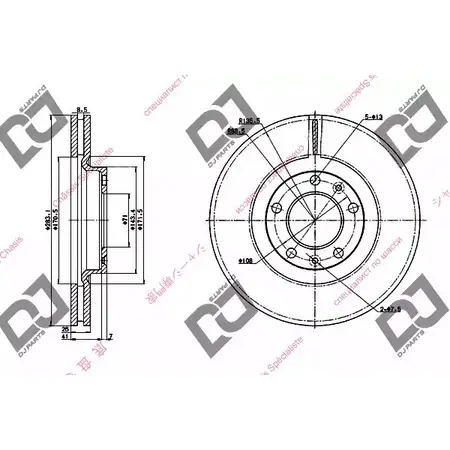 Тормозной диск DJ PARTS BD1316 3433789 7KGRN S 424A
