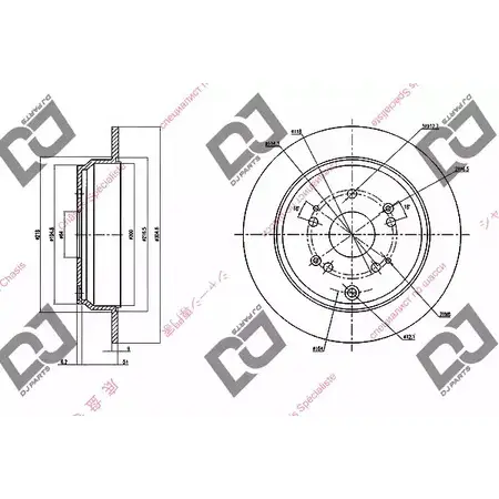 Тормозной диск DJ PARTS BD1350 3433823 NA4L JE 8E7NR