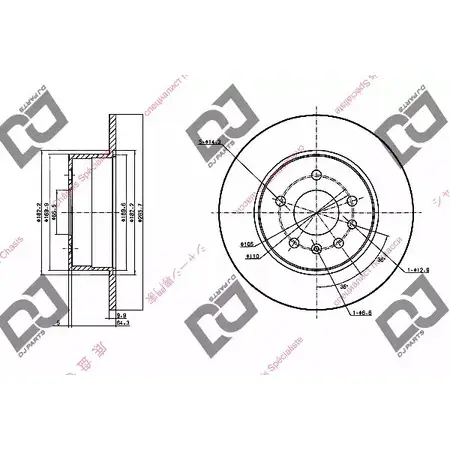 Тормозной диск DJ PARTS BD1404 3433877 1W84K OS IK8GV