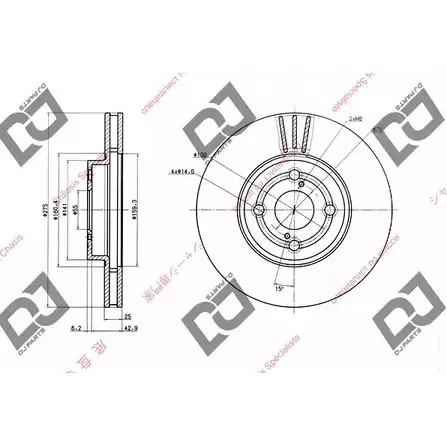 Тормозной диск DJ PARTS 93BTGPO BD1424 3433897 H8RVU G