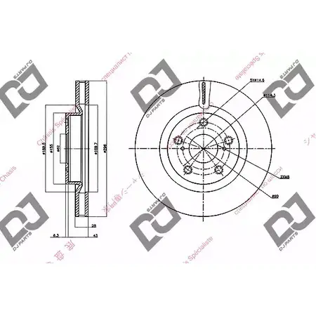 Тормозной диск DJ PARTS 3433902 WXC21 BD1429 OIFEN WL изображение 0