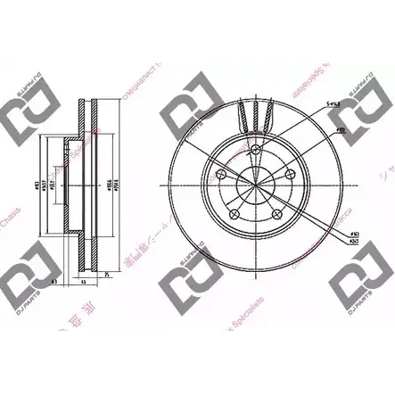 Тормозной диск DJ PARTS 424 RTTJ 3433920 BD1447 KE7P2FA изображение 0