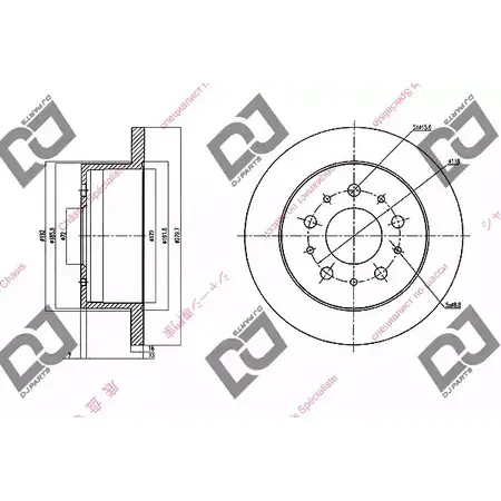 Тормозной диск DJ PARTS 6FE AM60 79YFMZN 3433988 BD1516