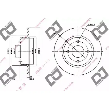 Тормозной диск DJ PARTS 8JYZLM6 6Q 1DPM6 3434019 BD1547 изображение 0