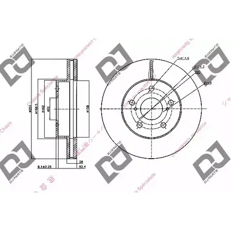 Тормозной диск DJ PARTS TEE EF 39QW6QY 3434039 BD1567