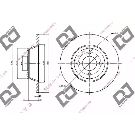 Тормозной диск DJ PARTS BD1584 GV UYVV D6WSR 3434054