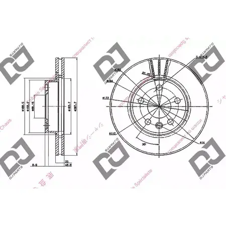 Тормозной диск DJ PARTS BD1671 3434102 9F1DCD PD2E IBS