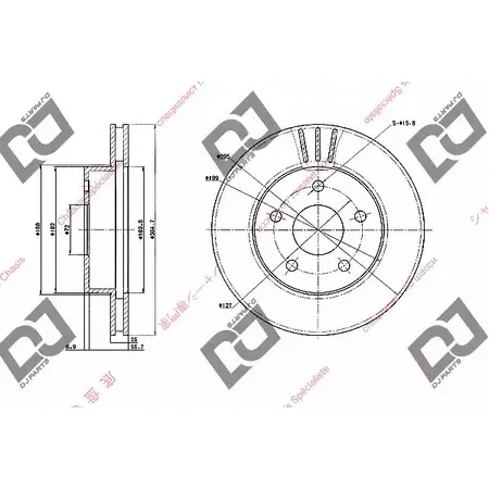 Тормозной диск DJ PARTS BD1692 3434118 2R4L2 P I9VF изображение 0