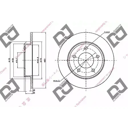Тормозной диск DJ PARTS 6P5ES1T BD1722 3434133 5 H61Q