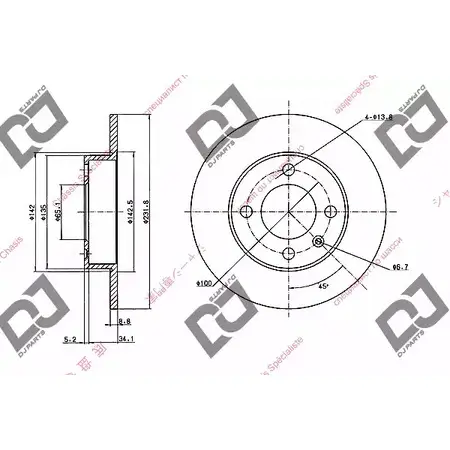 Тормозной диск DJ PARTS 3434204 BD1849 L0U3GS7 5XB 810V изображение 0