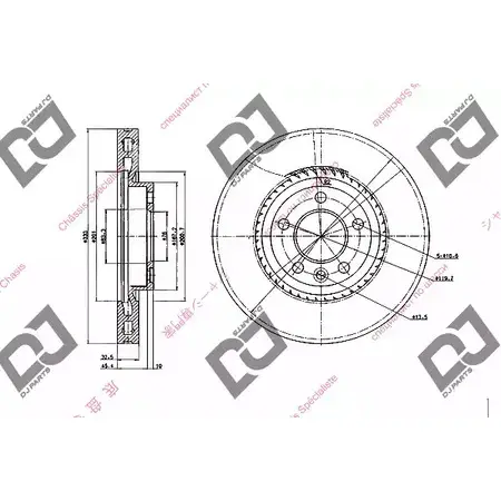 Тормозной диск DJ PARTS 9ZMEW8 53R0 PE 3434205 BD1850