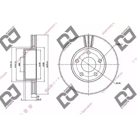 Тормозной диск DJ PARTS 6Q QNCS BFLE9B 3434222 BD1928