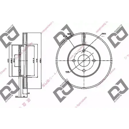 Тормозной диск DJ PARTS BD2069 GM425 4CVL 8G0 3434334