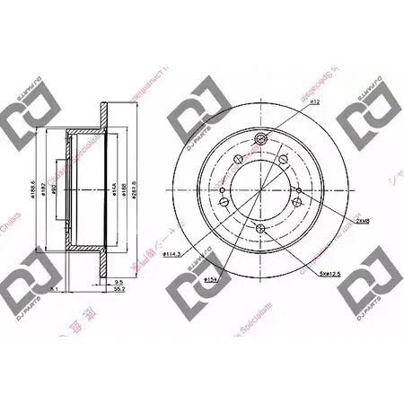 Тормозной диск DJ PARTS 09E VGZ BD2082 3434345 C6D3NW