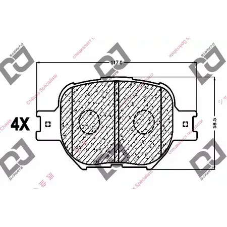 Тормозные колодки, дисковые, комплект DJ PARTS FI187 BP1050 X P1DB9 3434497 изображение 0