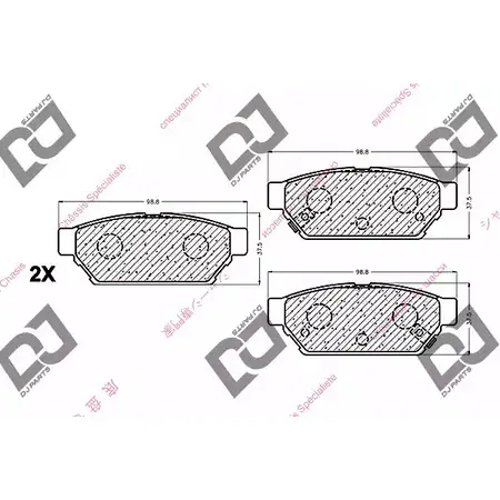 Тормозные колодки, дисковые, комплект DJ PARTS 3434503 BP1057 4T7NB 5UNK H