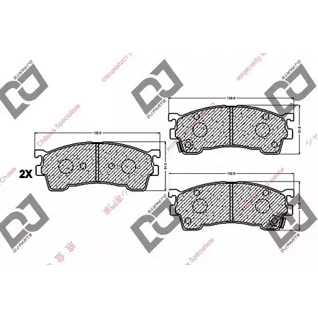 Тормозные колодки, дисковые, комплект DJ PARTS BP1085 LF 9R40 3434527 48V0OU4